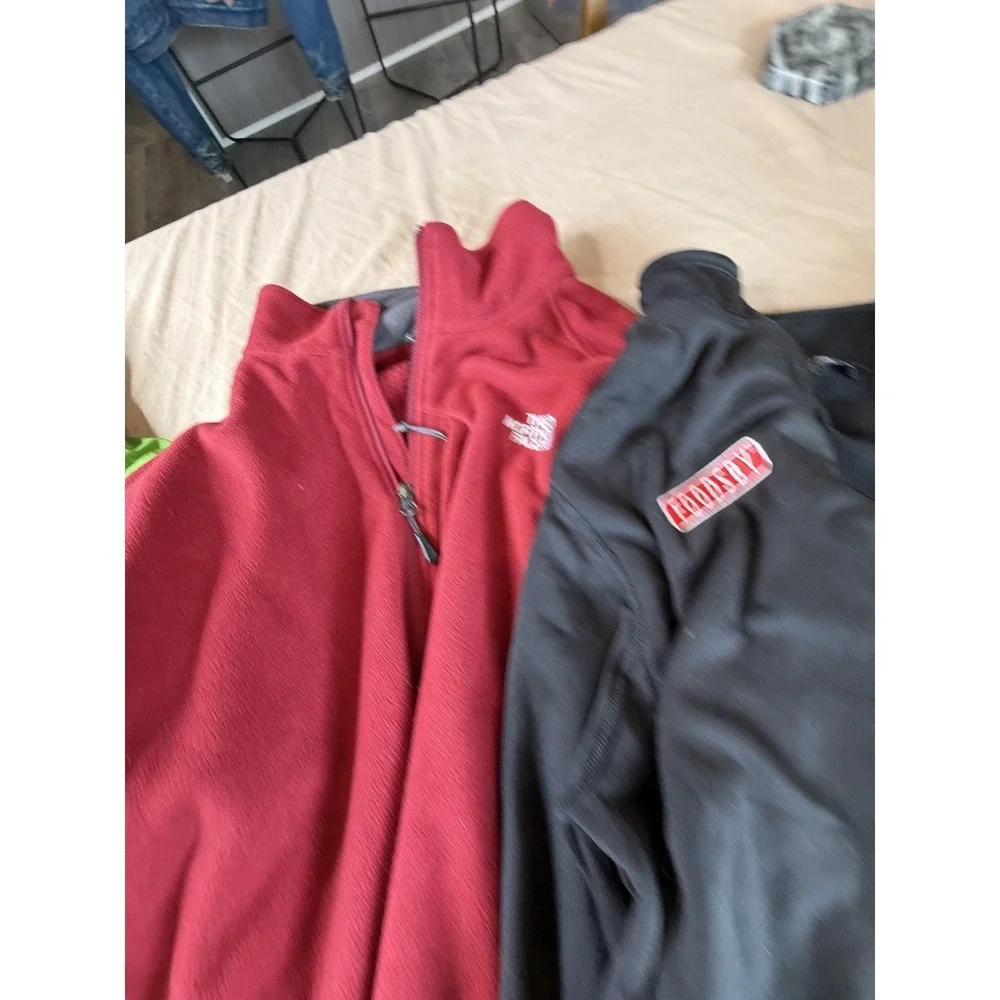 Lot of 3 North Face Sweater Windbreaker Jacket Men's XL Red Green Black